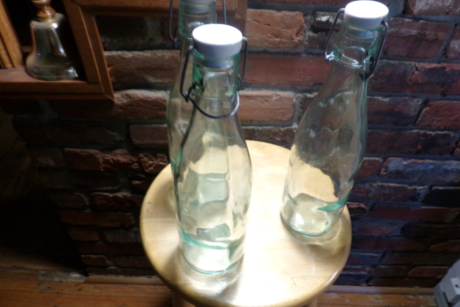 Vintage Porcelain Top Bail Bottle Mid Century Clear Glass Etsy