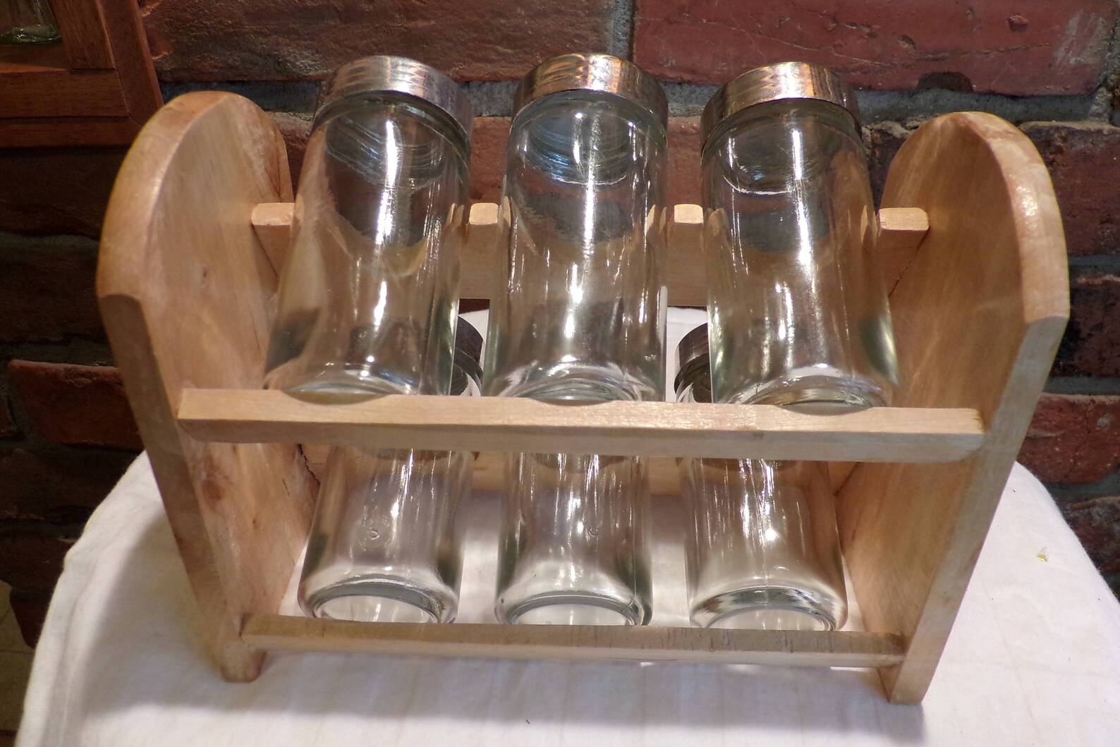 Wooden Spice Rack With 6 Glass Bottles Counter Spice Rack Etsy