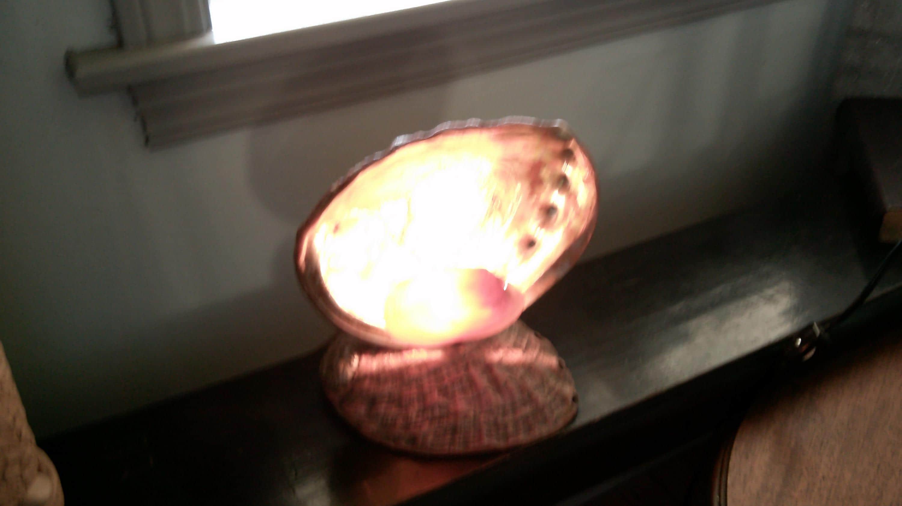 MCM 1930年代 アワビパール貝殻ランプ ナイトライト、ビーチハウス