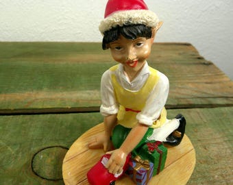1990s Vintage Santa's Helpers Elf Figurine - Car and Truck Makers - Limited Edition Retro Christmas Decor