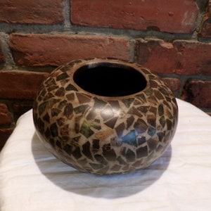 Plantadora de cerámica vintage, plantadora de cerámica marrón y verde, plantadora de cerámica pesada, mosaico como plantadora de cerámica, Morethebuckles