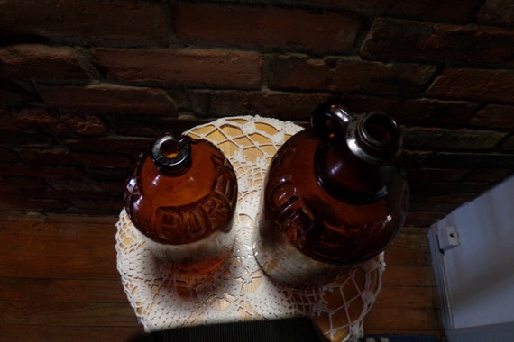 Vintage 1930's Brown Glass Purex Bottles, Vintage Collectible