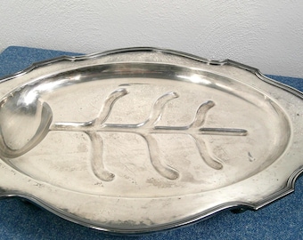 Vintage 1930's English WG&S EPNS silver plated Tree of Life Tray Footed, Footed Meat Turkey Tray, Morethebuckles, 17" footed butlers tray