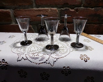 Vintage Arcoroc Luminarc France Cordial Glasses, Set of five Luminarc Iridescent Cordial Glasses, Silver Fade Sherry Glasses Moretheebuckles