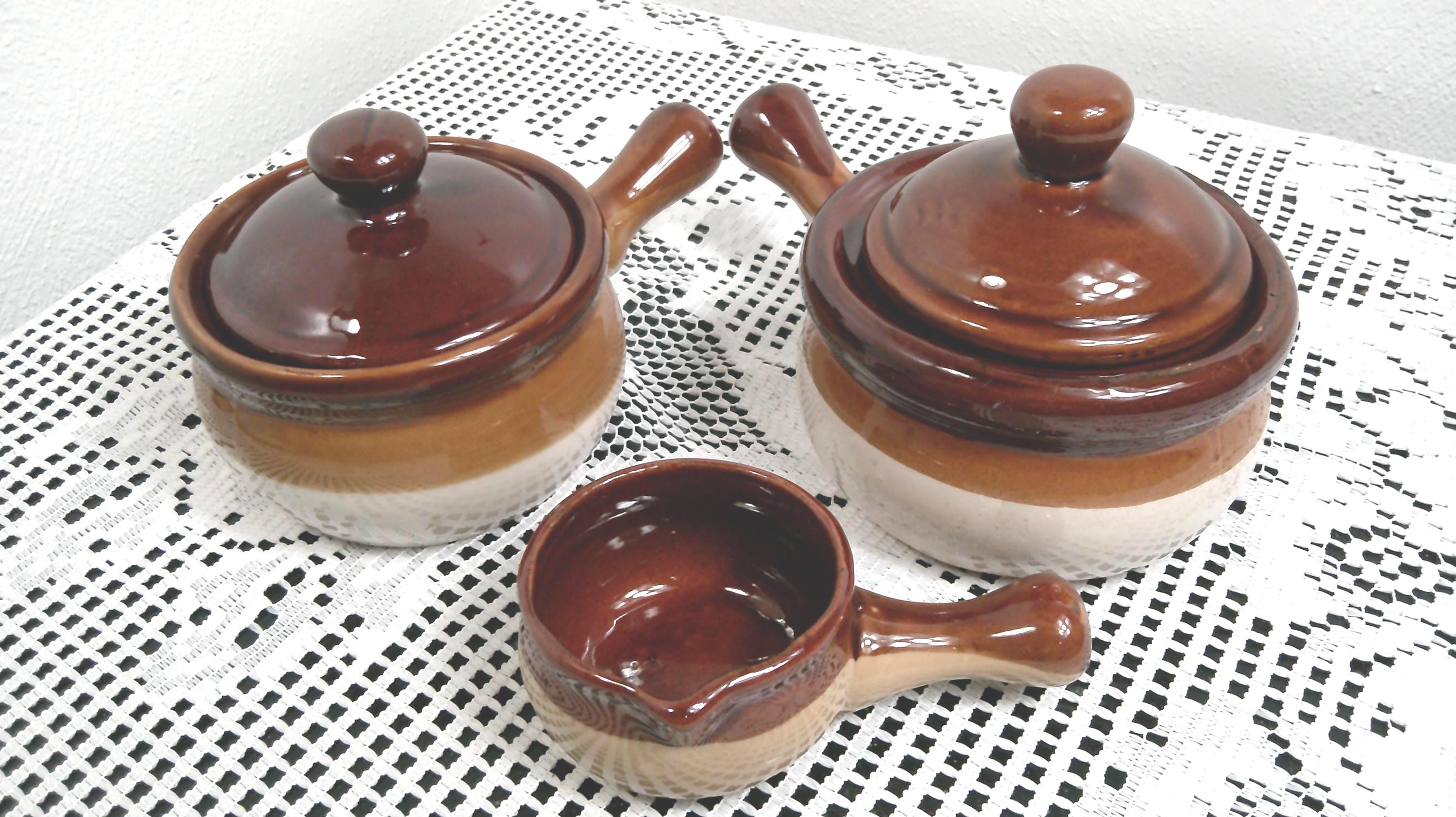 Lot De 2 Bols à Soupe à L'oignon En Céramique - Traditionnels, Avec Couvercles Et Anses