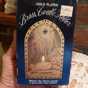 Vintage Candle Holder Brass With Candle Flame Halo Effect Gold Plated ’s, Christmas, Christmas effects candle holder, Morethebuckles