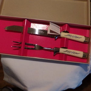 Vintage Regent Sheffield cutlery carving set, Sheffield Cutlery Meat Carving Set the Miracle Worker, NOS 1960’s carving set, Morethebuckles