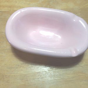 Vintage Clawfoot Ceramic Bathtub shaped soap dish, upcycled pink bathtub shaped soap dish, dollhouse bathtub, Morethebuckles