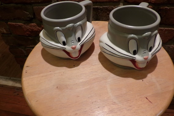 1992 3D Bugs Bunny Mug, Looney Tunes Bugs Bunny Plastic Cup Mug