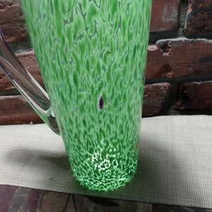 Hand Blown Art Glass Pitcher Light Green & Clear Textured, Rare Iced Tea/juice pitcher, Morethebuckles
