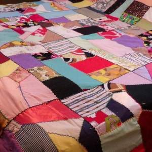 Antique 1800&#39;s Handmade hand stitch Patch Quilt, Antique 72&quot; by 90&quot; crazy quilt, 1800&#39;s hand tied hand/sewn patch quilt,  Morethebuckles