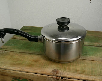 Vintage Farberware Aluminum Clad Stainless 1 Qt Lidded Saucepan 1970's