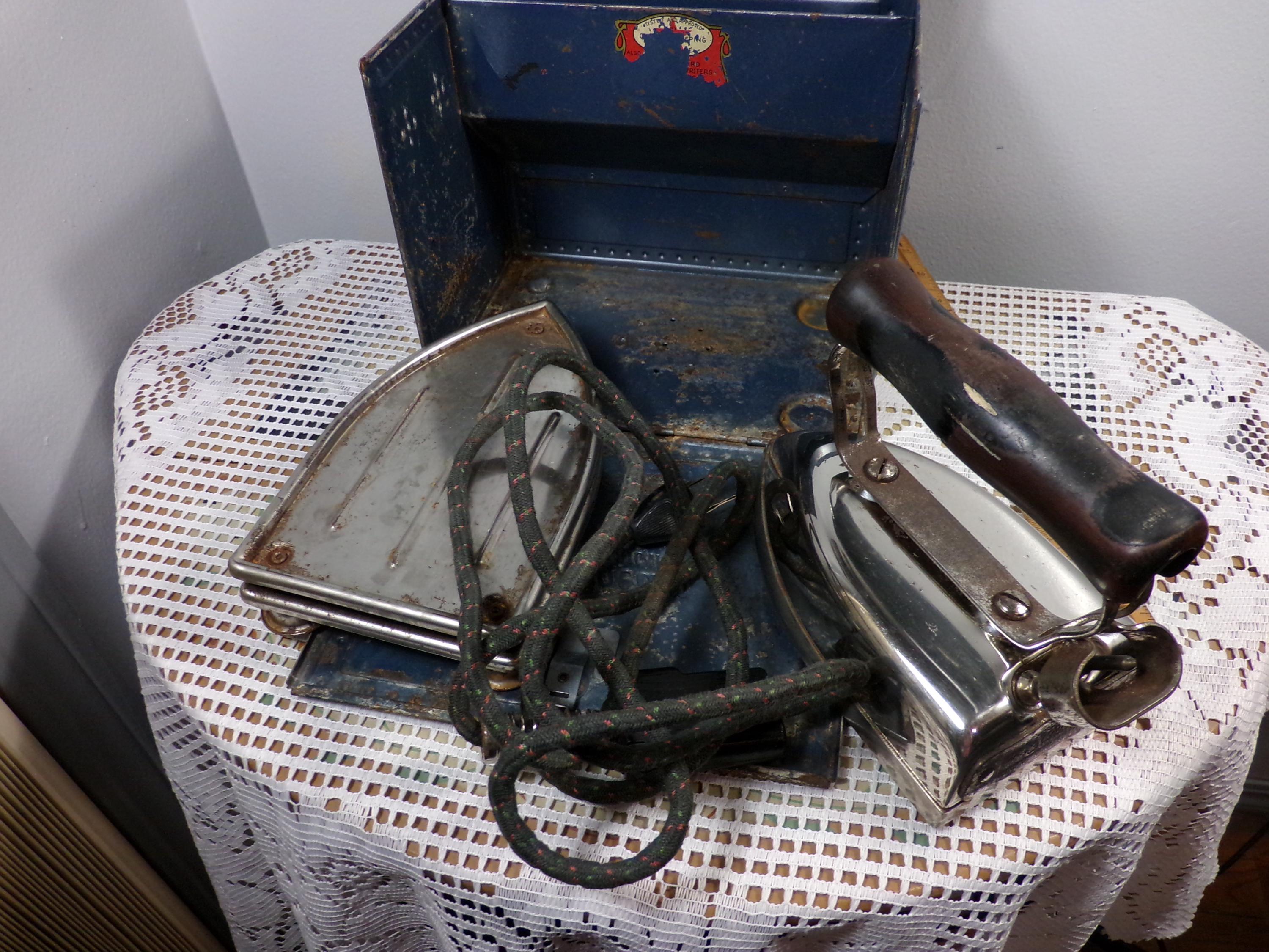 1920s Sunbeam Electric Travel Made Iron Portable Metal Case ..Decor/Display/Prop 1920 main image 4