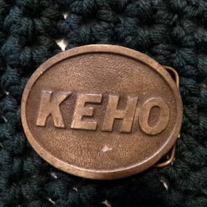 Vintage Keho Solid Brass belt buckle, made in Canada, vintage, Keho, vintage brass belt buckle, Morethebuckles