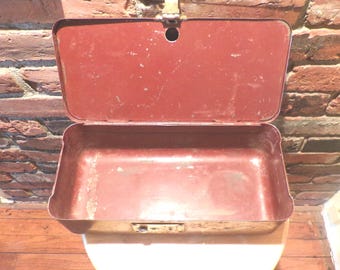 Caja de metal antigua para documentos o efectivo, caja de metal antigua Foster Line Buffalo NY, Morethebuckles, caja de efectivo antigua
