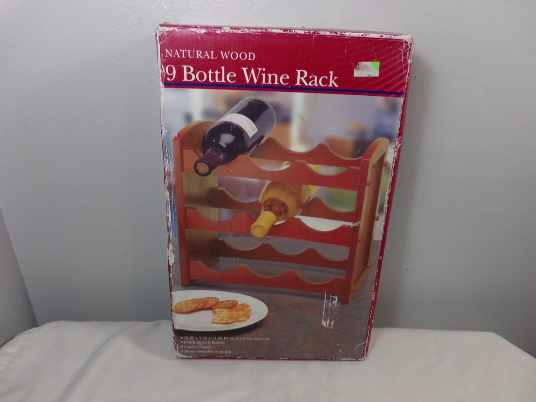 Vintage Natural Wood 9 Bottle Wine Rack Cherry Finish New Boxed, 9 ...