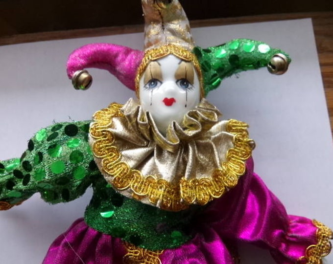 Porcelain Jester Clown Doll Vintage Mardi Gras Doll Clown Etsy