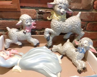 Vintage Ceramic Little Bo Peep Wall Art Plaques, 1950&#39;s Little  Bo Peep Ceramic Nursery Wall Hangings, Rare 1950&#39;s Nursery Morethebuckles