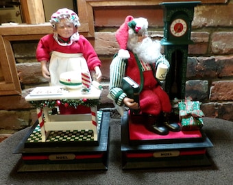 1995 Holiday Creations Mr & Mrs Santa Claus Lighted Musical, Working Musical Santa and Mrs Claus, Morethebuckles