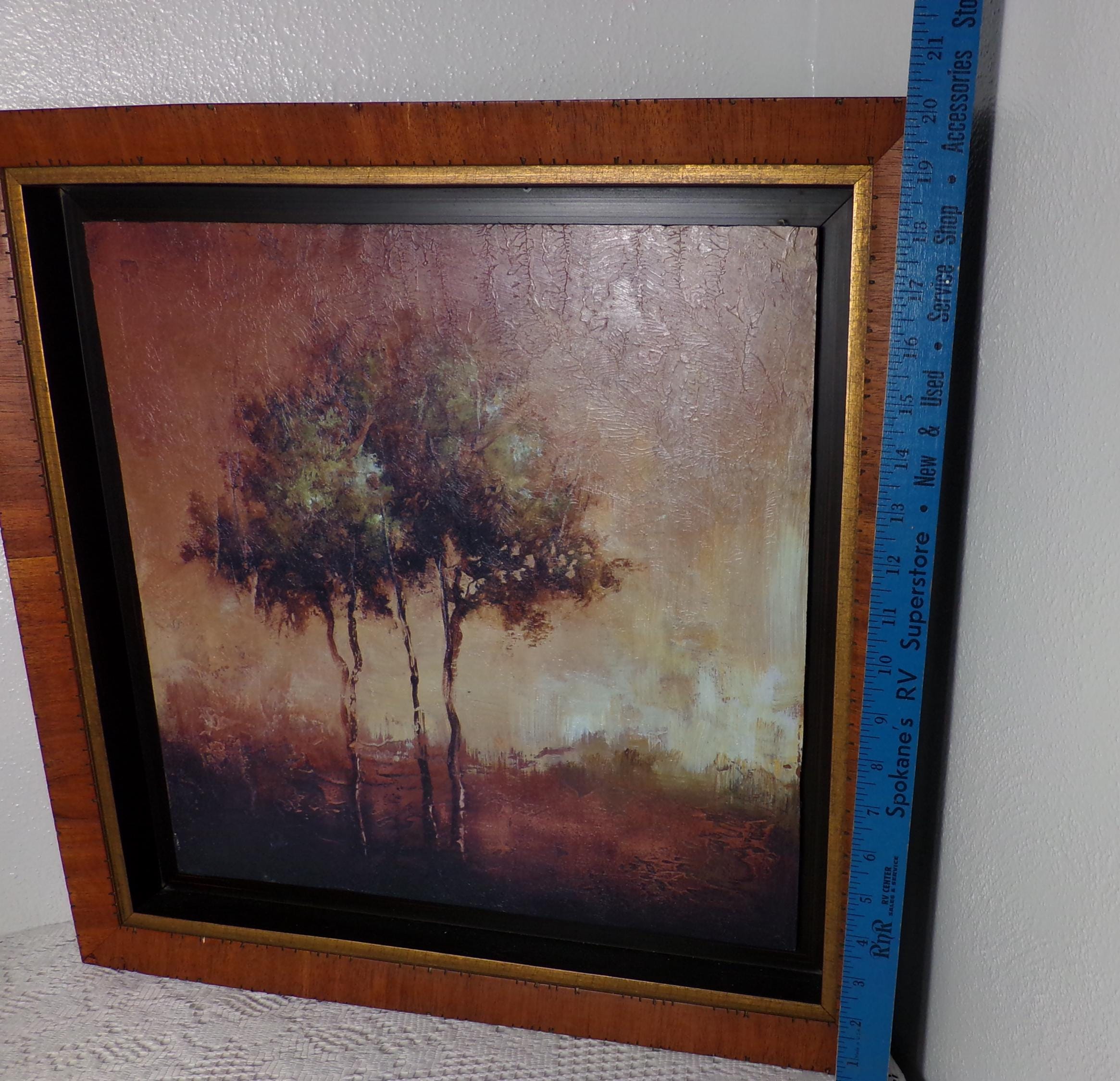 極端に素朴な額入りプリント Tree's、極端に難民 50773、希少な木製