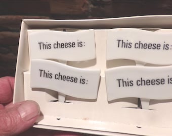 Vintage Cheese Markers, 4 NOS Porcelain Cheese/food markers reusable cheese/food markers, Set of Four Porcelain NOS, Morethebuckles