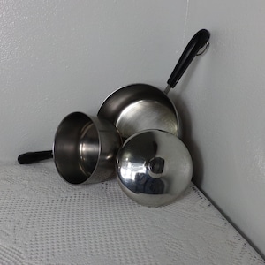 Vintage Revere Ware  Process Patent 1801 Copper Clad Stainless Steel Covered Saucepan, 2 quart saucepan, Morethebuckles, saucepan set