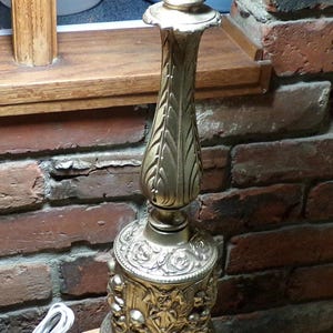 1940’s Solid Brass Cherub Lamp, RARE Large Ceramic Gold Table Lamp Cherubs, 1940&#39;s Working Large Brass Table Lamp Brass, Morethebuckles