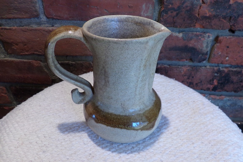 Vintage Stoneware Pottery Pitcher Vase, Brown Hues Creamer image 2