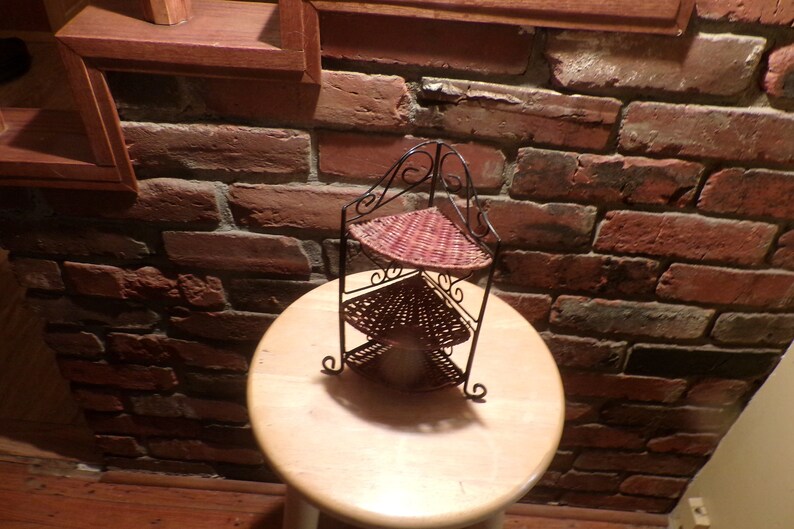 Wicker 3 Tier Shelf Small Wicker Table Shelf Wicker Metal 3 Etsy