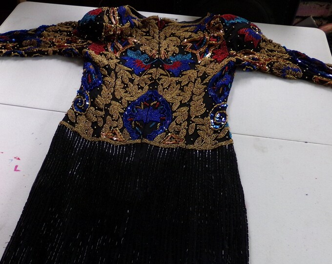 Sequins Original Vintage Beaded Dress Black Formal India Pure Etsy