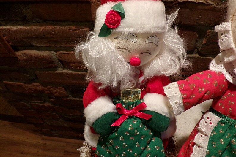 Vintage Santa and Mrs Claus Straw Broom Dolls Clause Dolls 1980\u2019s Santa and Mrs Vintage Christmas Morethebuckles 1980\u2019s Christmas