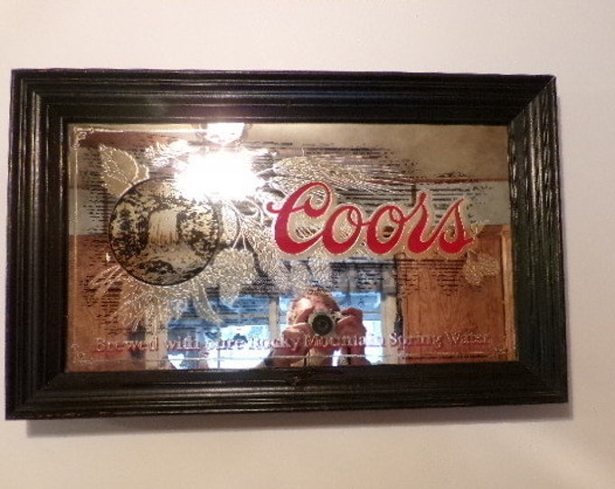 Vintage Coors Beer Mirror 1980 Man Cave Décor, Gift for Him, Home Décor