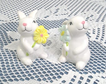 ヴィンテージ Russ セラミック製うさぎ型ソルト＆ペッパーシェーカー 1980年代 春 イースター