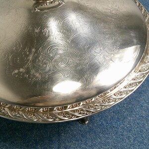 Vintage WM Rogers Silverplate Footed Tureen, Spring Flowers Pattern 1950's image 3
