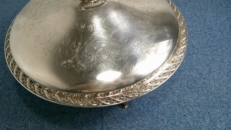 Vintage WM Rogers Silverplate Footed Tureen, Spring Flowers Pattern 1950's image 3