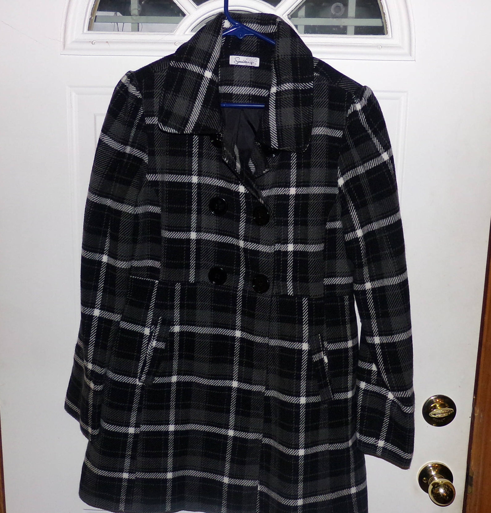 Plaid Coat Black and White Plaid Jacket Womens Plaid Etsy