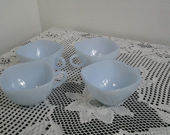 Vintage Fire King Blue Azurite Charm Square Cups Tea Coffee 1950's, Morethebuckles