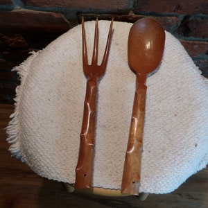 Mid Century  Wooden Fork & Spoon Set, Wood fork and spoon wall set, Wall décor, Silverware wall décor, Wood wall décor, Morethebuckles