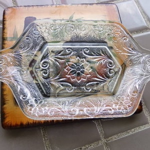 Indiana Glass Sandwich pattern handled tray, cream and sugar tray, relish dish, gift for her, wedding present