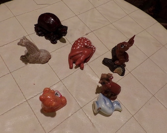 Mini animal figurines, lucky elephant, fairy garden, mini critters, mini bird teddy bear, giraffe deer, mini collection, Morethebuckles
