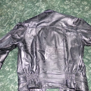 Vintage Black Leather Jacket Zipper Leather Jacket Old - Etsy