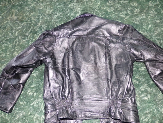 Vintage Black leather jacket, Zipper leather jack… - image 5