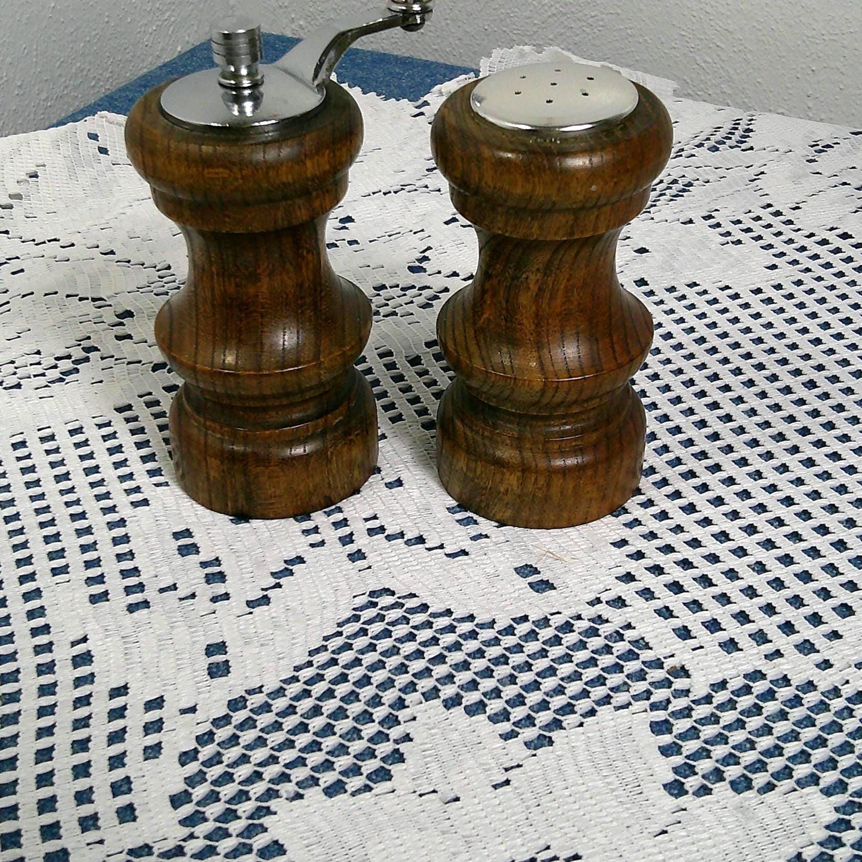 Vintage Wooden Salt Shaker and Pepper Mill Grinder Catalina Japan