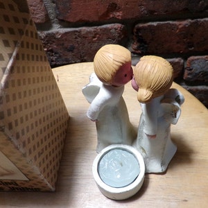 Kissing Angels Votive or Tea Lite Figurine Statue, NOS kissing angels votive candle holder, rustic angels, Morethebuckles