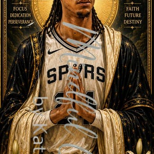 Etiqueta para vela de oração de São Devin Vassell | Presente para fã de basquete | Arte inspirada nos Spurs para download digital | PNG