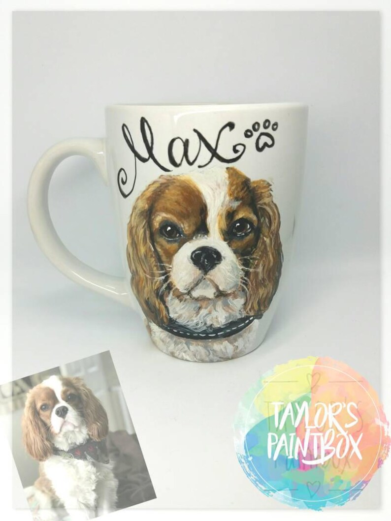 Dog portrait mug handpainted dog painting personalised dog Etsy
