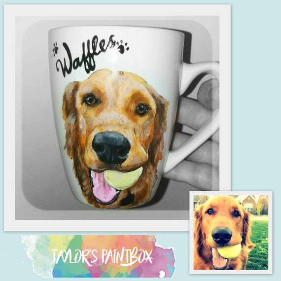 Dog portrait mug handpainted dog painting personalised dog Etsy