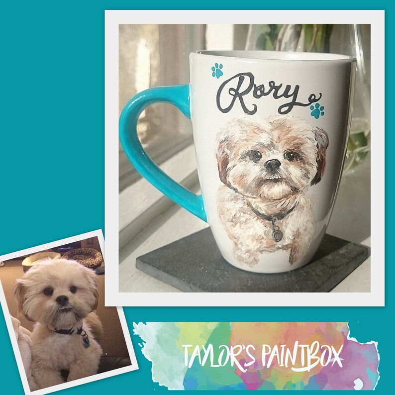 Dog portrait mug handpainted dog painting personalised dog Etsy