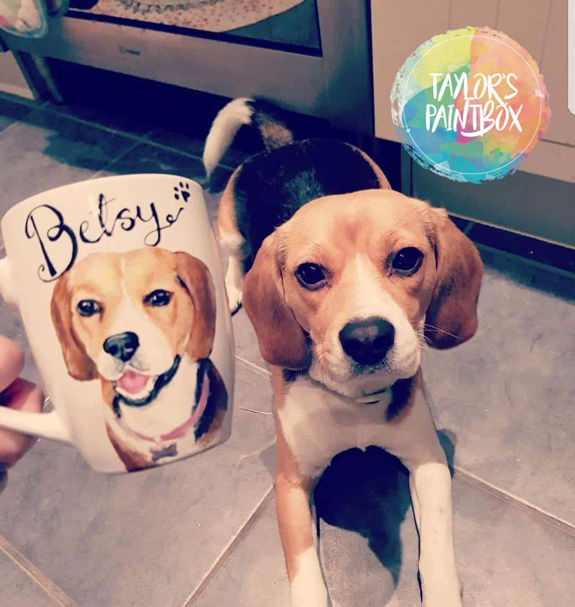 Dog portrait mug handpainted dog painting personalised dog Etsy