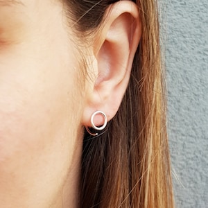 Sterling Silver Open Circle Hug Hoops | Huggies |Huggie Earrings|  Minimal  Earrings |Open Hoop Earrings | Round Huggies